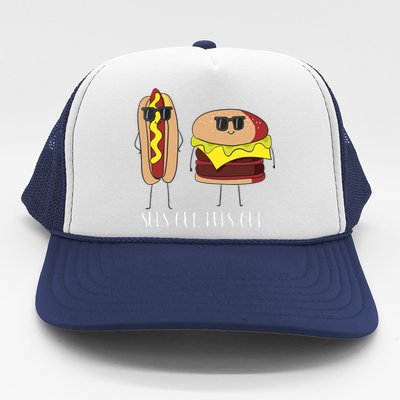 Suns Out Buns Out Hot Dog And Hamburger Trucker Hat