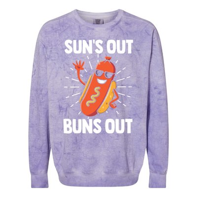 Suns Out Buns Out Hot Dog Costume Funny Gift Colorblast Crewneck Sweatshirt