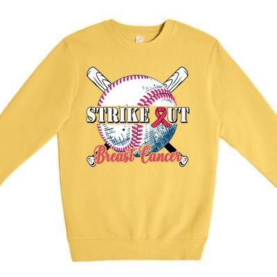 Strike Out Breast Cancer Baseball Premium Crewneck Sweatshirt