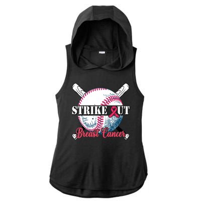 Strike Out Breast Cancer Baseball Ladies PosiCharge Tri-Blend Wicking Draft Hoodie Tank