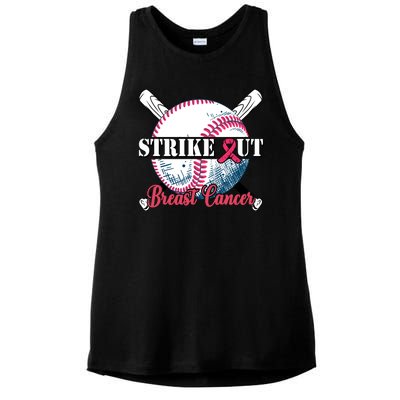 Strike Out Breast Cancer Baseball Ladies PosiCharge Tri-Blend Wicking Tank