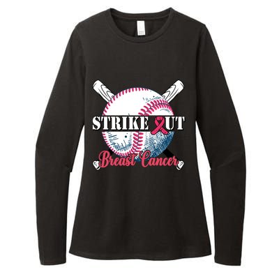 Strike Out Breast Cancer Baseball Womens CVC Long Sleeve Shirt