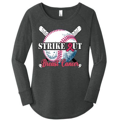 Strike Out Breast Cancer Baseball Women's Perfect Tri Tunic Long Sleeve Shirt