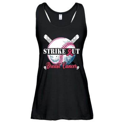 Strike Out Breast Cancer Baseball Ladies Essential Flowy Tank