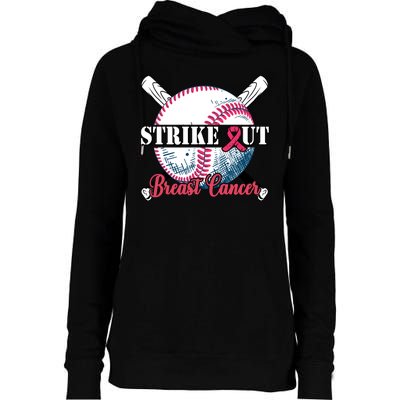 Strike Out Breast Cancer Baseball Womens Funnel Neck Pullover Hood