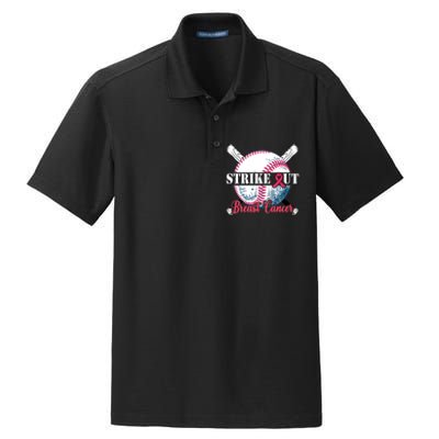 Strike Out Breast Cancer Baseball Dry Zone Grid Polo