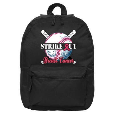 Strike Out Breast Cancer Baseball 16 in Basic Backpack