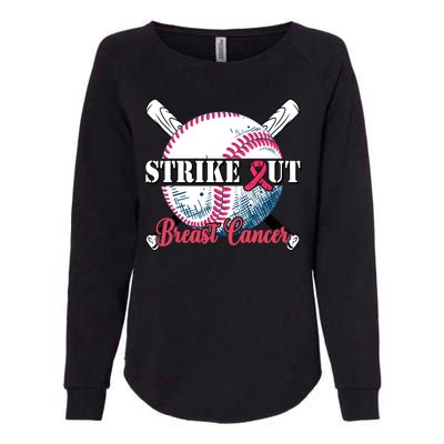 Strike Out Breast Cancer Baseball Womens California Wash Sweatshirt