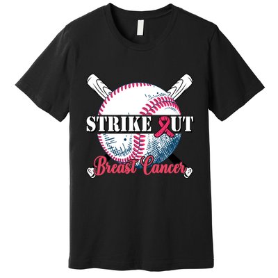 Strike Out Breast Cancer Baseball Premium T-Shirt