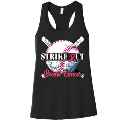 Strike Out Breast Cancer Baseball Women's Racerback Tank