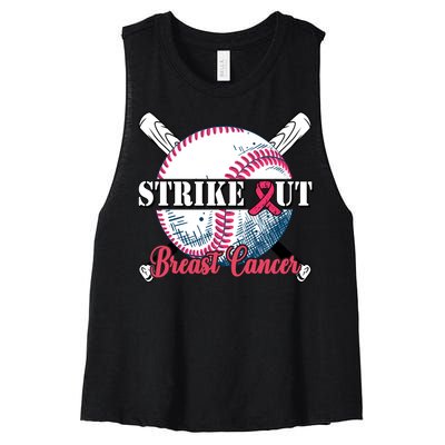 Strike Out Breast Cancer Baseball Women's Racerback Cropped Tank