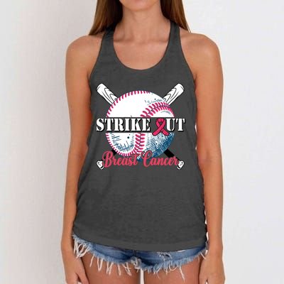 Strike Out Breast Cancer Baseball Women's Knotted Racerback Tank