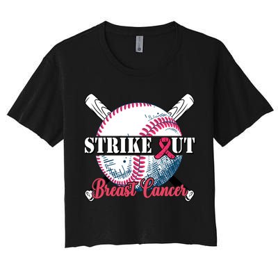 Strike Out Breast Cancer Baseball Women's Crop Top Tee