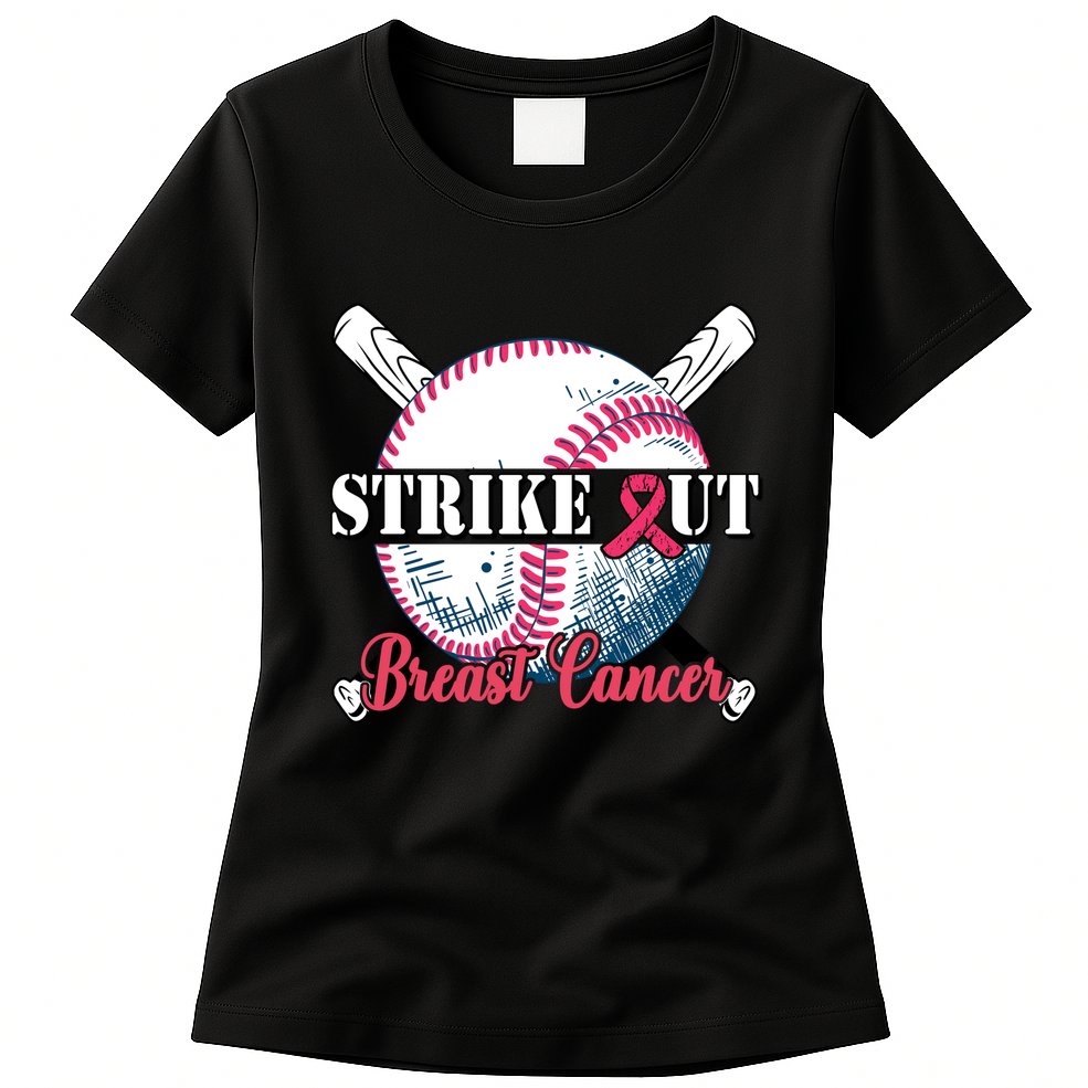 Strike Out Breast Cancer Baseball Womens T-Shirt