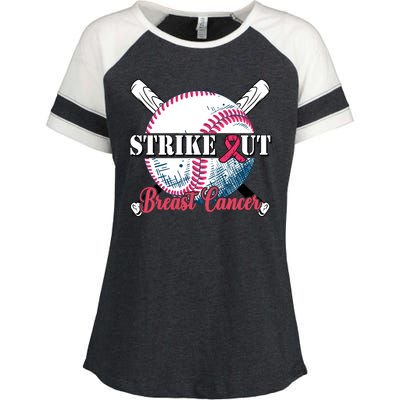 Strike Out Breast Cancer Baseball Enza Ladies Jersey Colorblock Tee