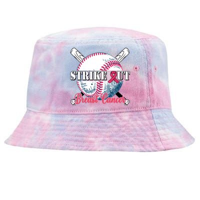 Strike Out Breast Cancer Baseball Tie-Dyed Bucket Hat