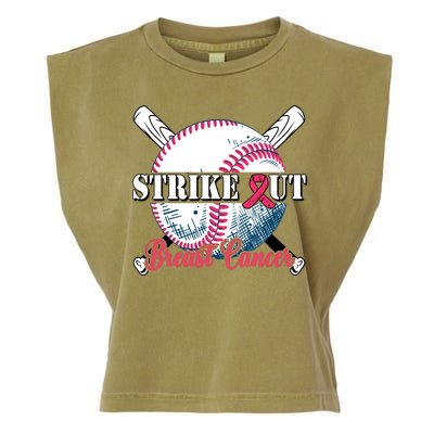 Strike Out Breast Cancer Baseball Garment-Dyed Women's Muscle Tee