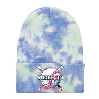 Strike Out Breast Cancer Baseball Tie Dye 12in Knit Beanie