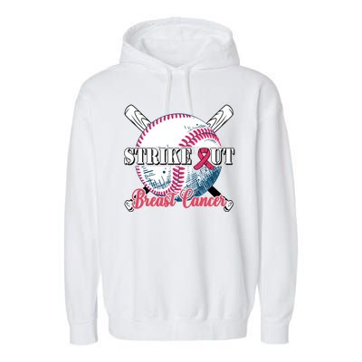 Strike Out Breast Cancer Baseball Garment-Dyed Fleece Hoodie