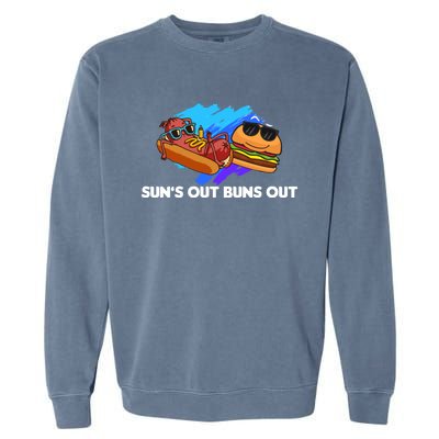 Suns Out Buns Out Hotdog And Cheeseburger Day Summer Gift Garment-Dyed Sweatshirt