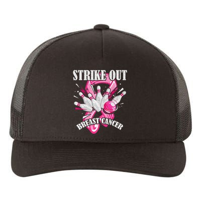 Strike Out Breast Cancer Awareness Bowling Fighter Yupoong Adult 5-Panel Trucker Hat