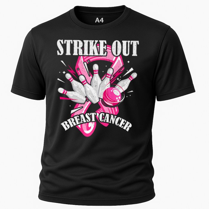 Strike Out Breast Cancer Awareness Bowling Fighter Cooling Performance Crew T-Shirt