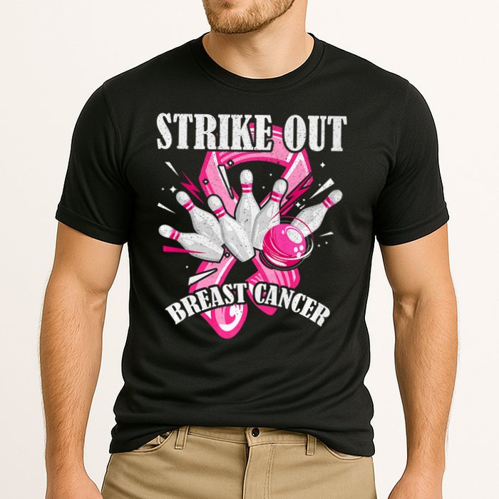 Strike Out Breast Cancer Awareness Bowling Fighter Cooling Performance Crew T-Shirt