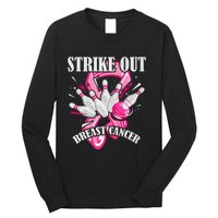 Strike Out Breast Cancer Awareness Bowling Fighter Long Sleeve Shirt