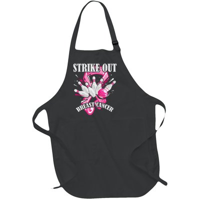 Strike Out Breast Cancer Awareness Bowling Fighter Full-Length Apron With Pockets