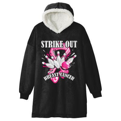 Strike Out Breast Cancer Awareness Bowling Fighter Hooded Wearable Blanket