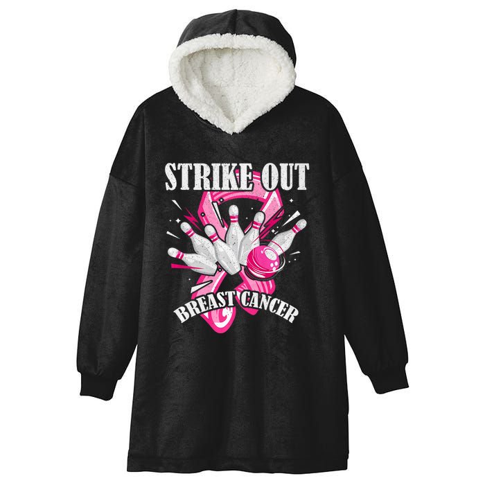 Strike Out Breast Cancer Awareness Bowling Fighter Hooded Wearable Blanket