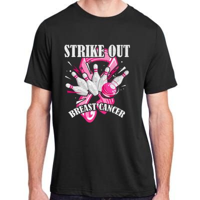 Strike Out Breast Cancer Awareness Bowling Fighter Adult ChromaSoft Performance T-Shirt