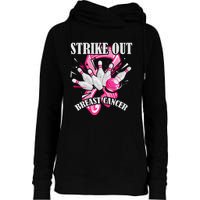 Strike Out Breast Cancer Awareness Bowling Fighter Womens Funnel Neck Pullover Hood