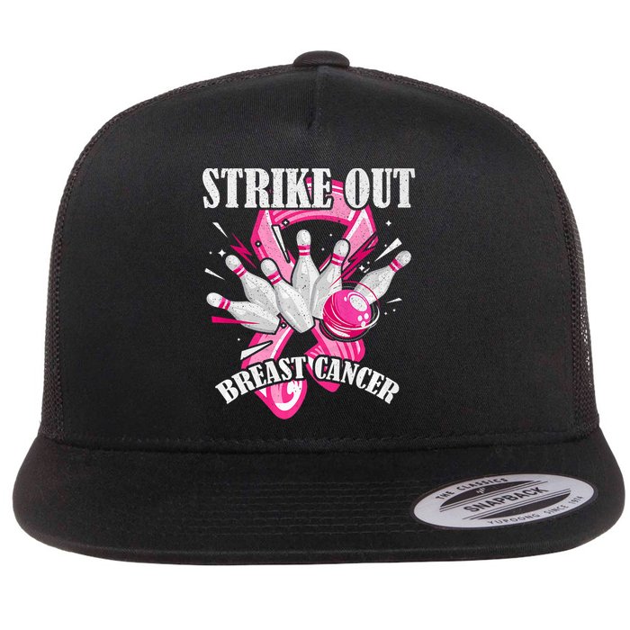 Strike Out Breast Cancer Awareness Bowling Fighter Flat Bill Trucker Hat