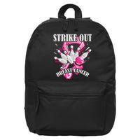 Strike Out Breast Cancer Awareness Bowling Fighter 16 in Basic Backpack