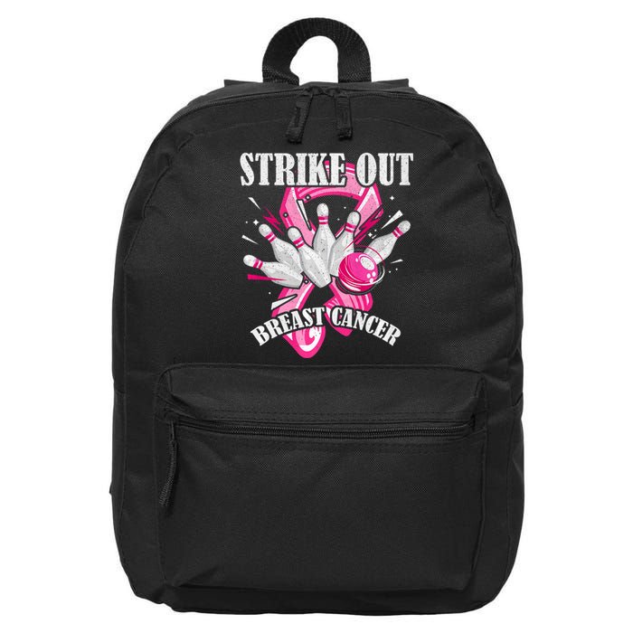 Strike Out Breast Cancer Awareness Bowling Fighter 16 in Basic Backpack