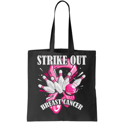 Strike Out Breast Cancer Awareness Bowling Fighter Tote Bag