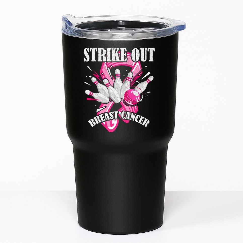 Strike Out Breast Cancer Awareness Bowling Fighter Tumbler