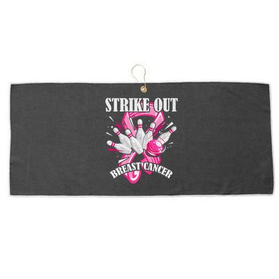 Strike Out Breast Cancer Awareness Bowling Fighter Large Microfiber Waffle Golf Towel