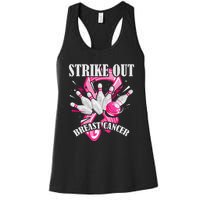 Strike Out Breast Cancer Awareness Bowling Fighter Women's Racerback Tank