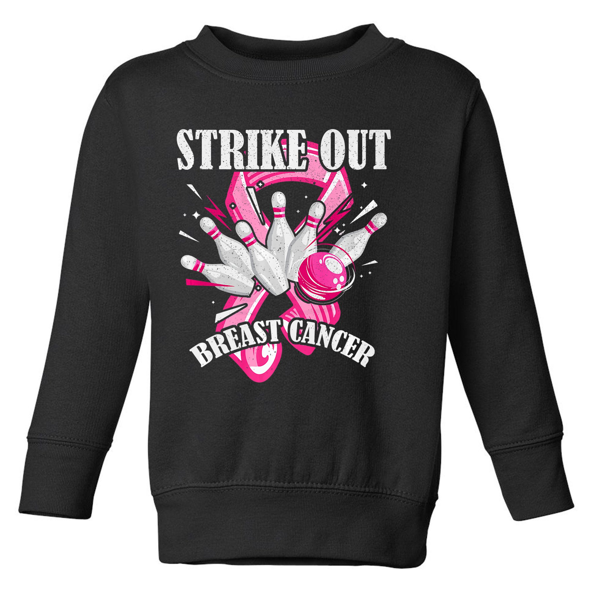 Strike Out Breast Cancer Awareness Bowling Fighter Toddler Sweatshirt