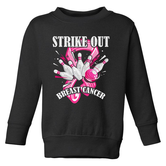 Strike Out Breast Cancer Awareness Bowling Fighter Toddler Sweatshirt