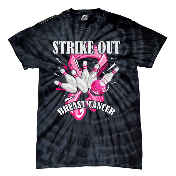 Strike Out Breast Cancer Awareness Bowling Fighter Tie-Dye T-Shirt