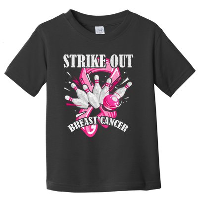 Strike Out Breast Cancer Awareness Bowling Fighter Toddler T-Shirt