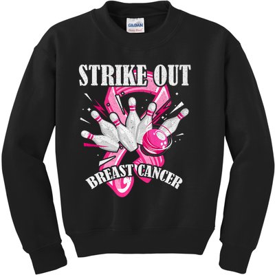 Strike Out Breast Cancer Awareness Bowling Fighter Kids Sweatshirt