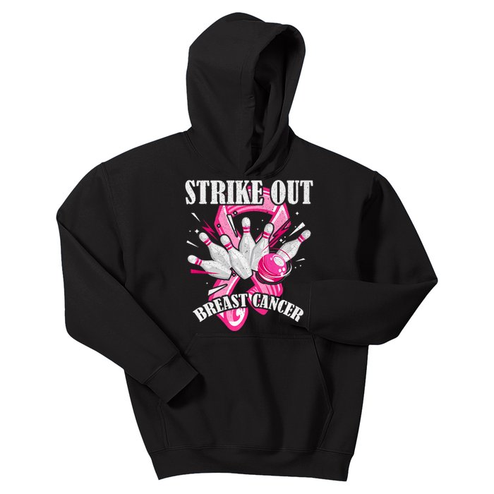 Strike Out Breast Cancer Awareness Bowling Fighter Kids Hoodie