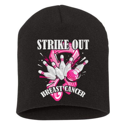 Strike Out Breast Cancer Awareness Bowling Fighter Short Acrylic Beanie