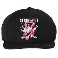 Strike Out Breast Cancer Awareness Bowling Fighter Wool Snapback Cap