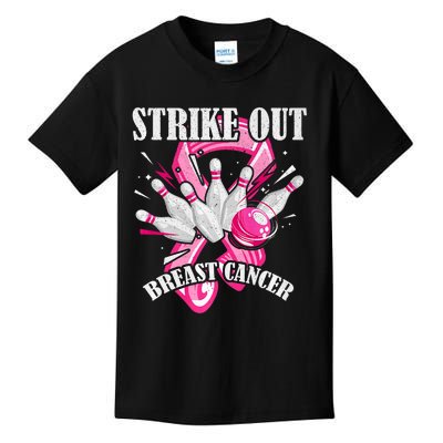 Strike Out Breast Cancer Awareness Bowling Fighter Kids T-Shirt