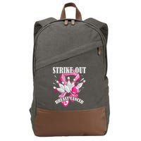 Strike Out Breast Cancer Awareness Bowling Fighter Cotton Canvas Backpack